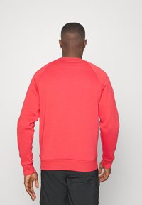 Rode sweatshirt met lange mouwen, ribgebreide manchetten en zoom, en een ronde hals. Gemaakt van een zachte stof, met een eenvoudig, naadloos ontwerp aan de achterkant.