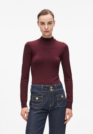BUTTON MOCK NECK - Strikkegenser - windsor burgundy