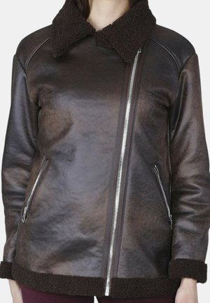 CHIODO SHEARLING COL  - Giacca in similpelle - brown