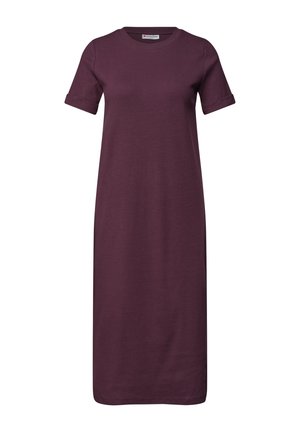 Street One, RIBBED MIDI DRESS WITH ROUND NECK - Strickkleid - rustic rouge