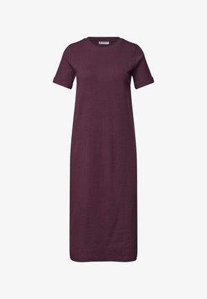 Street One, RIBBED MIDI DRESS WITH ROUND NECK - Strickkleid - rustic rouge