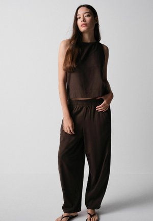 THE SET, 2 PACK - Nohavice - stone brown chocolate brown