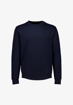 Navyblauwe sweatshirt van zachte stof, met een ronde halslijn, lange mouwen en geribde manchetten en zoom voor een aansluitende look.