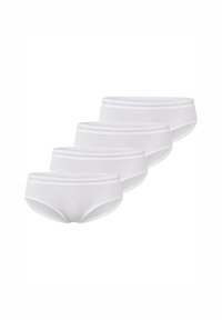 Vita bomullsunderkläder i ett paket om fyra, med ribbad textur och ett elastiskt midjeband för komfort.