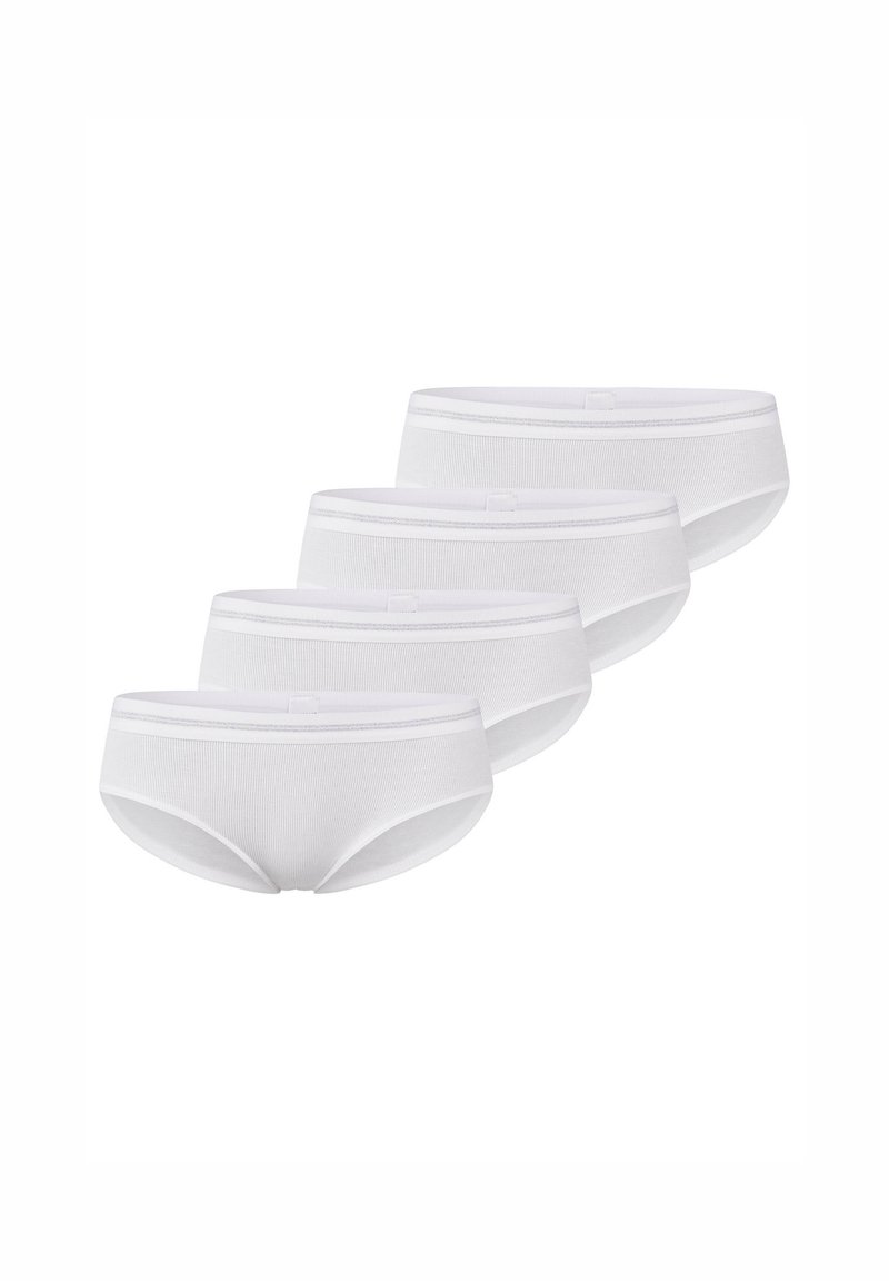 Vita bomullsunderkläder i ett paket om fyra, med ribbad textur och ett elastiskt midjeband för komfort.