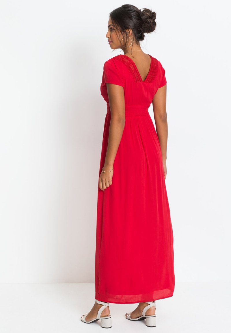 Mathkang Org Robe Longue Fleurie Rouge Zalando Robe Longue