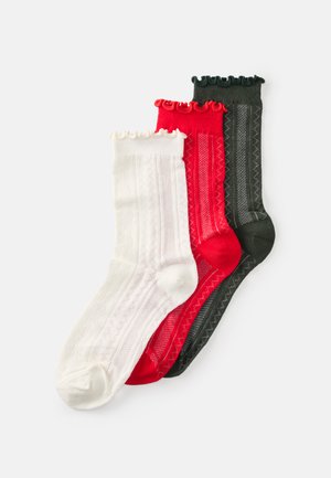 PCJARA SOCKS 3 PACK - Chaussettes - cloud dancer/darkest spruce/goji berry