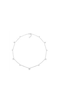 Sølv kæd necklace med jævnt fordelt klare runde sten, med et simpelt design og justerbar lås bagpå.