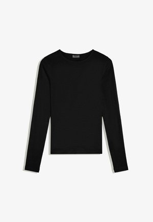 Bershka, LONG SLEEVE ROUND NECK - T-SHIRT - Langarmshirt - black