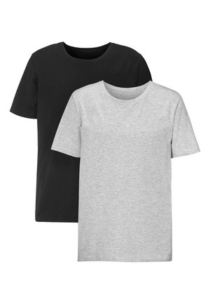 T-Shirt basic - grey melange/black