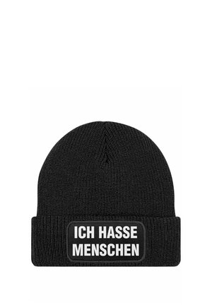 MIT PATCH SPRUCH ICH HASSE MENSCHEN - Beanie - schwarz