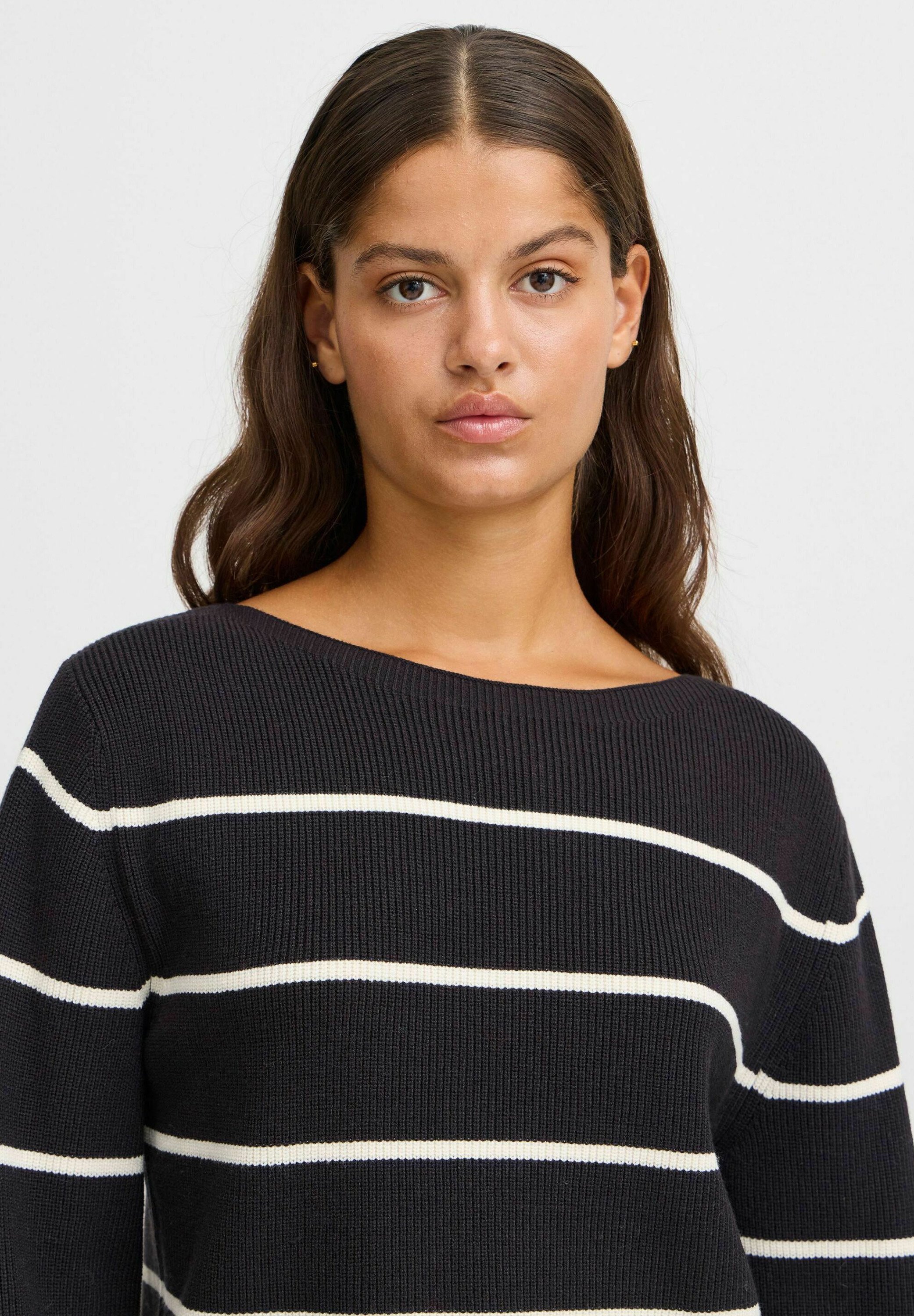 ICHI IHBOSTON - Jumper - meteorite almond milk stripe/black