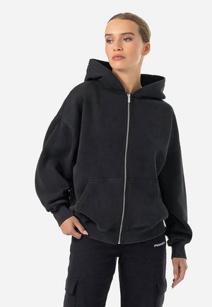 CLARITA OVERSIZED - Sweater met rits - vintage black black gum