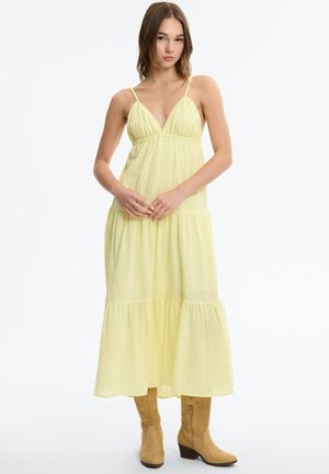 INSIDE, VESTIDO MAXI BORDADO SUIZO TIRANTES - Vestido informal - amarillo