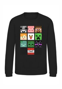 Felpa nera con grafica pixelata di vari personaggi e un'icona TNT, con colletto a girocollo e maniche lunghe.