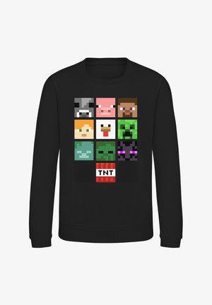 Felpa nera con grafica pixelata di vari personaggi e un'icona TNT, con colletto a girocollo e maniche lunghe.