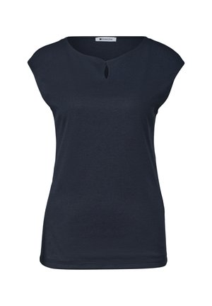 Street One, DROPPED SHOULDER SHIRT MIT CUT-OUT - Camiseta básica - darkest blue