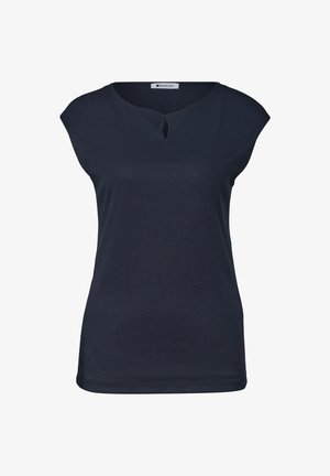 Street One, DROPPED SHOULDER SHIRT MIT CUT-OUT - Camiseta básica - darkest blue