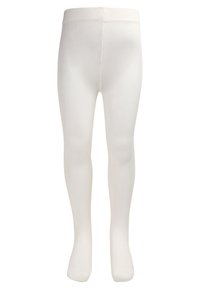 Hvite bomullstights med en glatt tekstur, som har en myk, elastisk midjebånd og en sømløs design fra liv til tå.