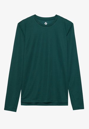 Even&Odd active ESSENTIAL LONG SLEEVE TOP WITH REFLECTIVE STRIPE - Hosszú ujjú felső - mottled dark green