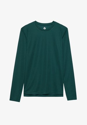Even&Odd active ESSENTIAL LONG SLEEVE TOP WITH REFLECTIVE STRIPE - Longsleeve - mottled dark green