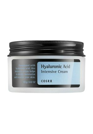 Pot de COSRX Hyaluronic Acid Intensive Cream avec couvercle noir, crème hydratante étiquetée pour nourrir et hydrater en profondeur la peau, taille 100g.