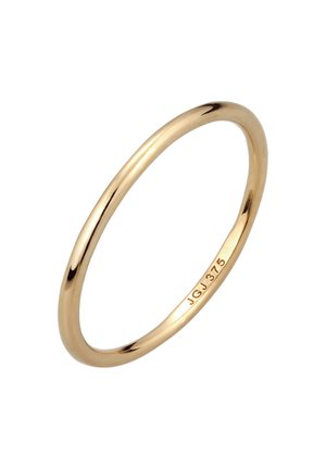 Dünner polierter Goldring mit innerer Gravur "JGJ 375", die die Goldreinheit anzeigt.