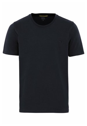 Marineblauw T-shirt met korte mouwen en ronde hals, gemaakt van katoen, met een subtiele logo op de borst en een zachte, gladde textuur. Regular fit.