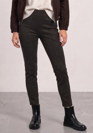 Street One, HIGH WAIST SKINNY FIT VELOUR PANTS - Pantalon classique - black coffee