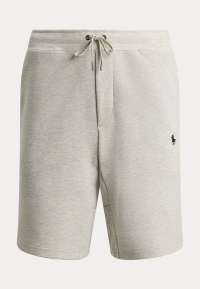 Ανοιχτό γκρι σορτς από βαμβακερό μείγμα με ελαστική μέση, κορδόνι στη μέση, πλαϊνές τσέπες και μικρό κεντητό λογότυπο στο πόδι.