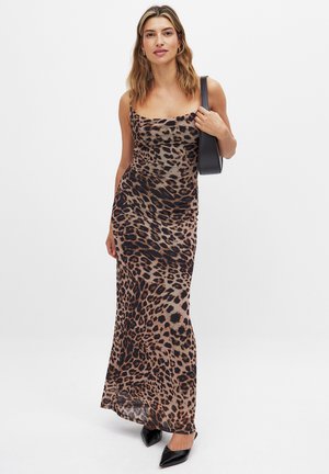NA-KD AUS MIT WASSERFALLAUSSCHNITT - Vestido largo - leopard