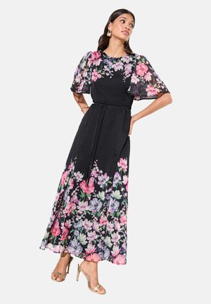 Friends Like These, REGULAR FIT - PUFF SLEEVE TIER HEM MIDI DRESS  . - Maksikleit - black floral