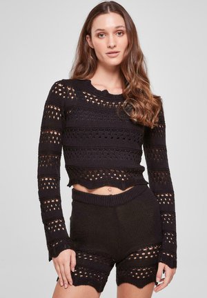 CROPPED CROCHET - Striktrøje - black