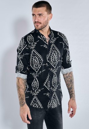 Emilio Adani LANGARM-GEMUSTERT - Hemd - schwarz