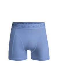 Blå boxershorts med en mjuk textur, som har en märkeselastisk midja. Inkluderar en smidig passform och inga synliga mönster eller detaljer.