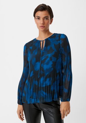 MIT PLISSEEFALTEN - Blouse - black/ blue