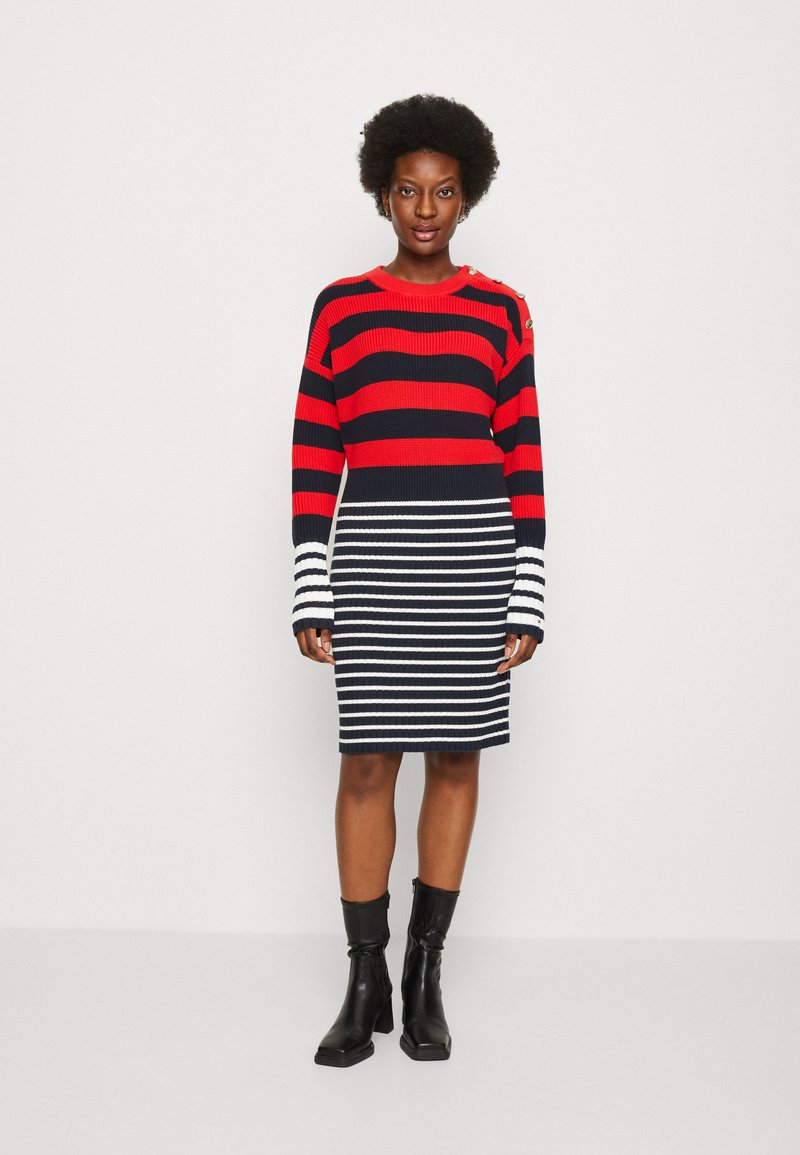Tommy Hilfiger COLORBLOCK STRIPE DRESS Jumper dress ecru/sky