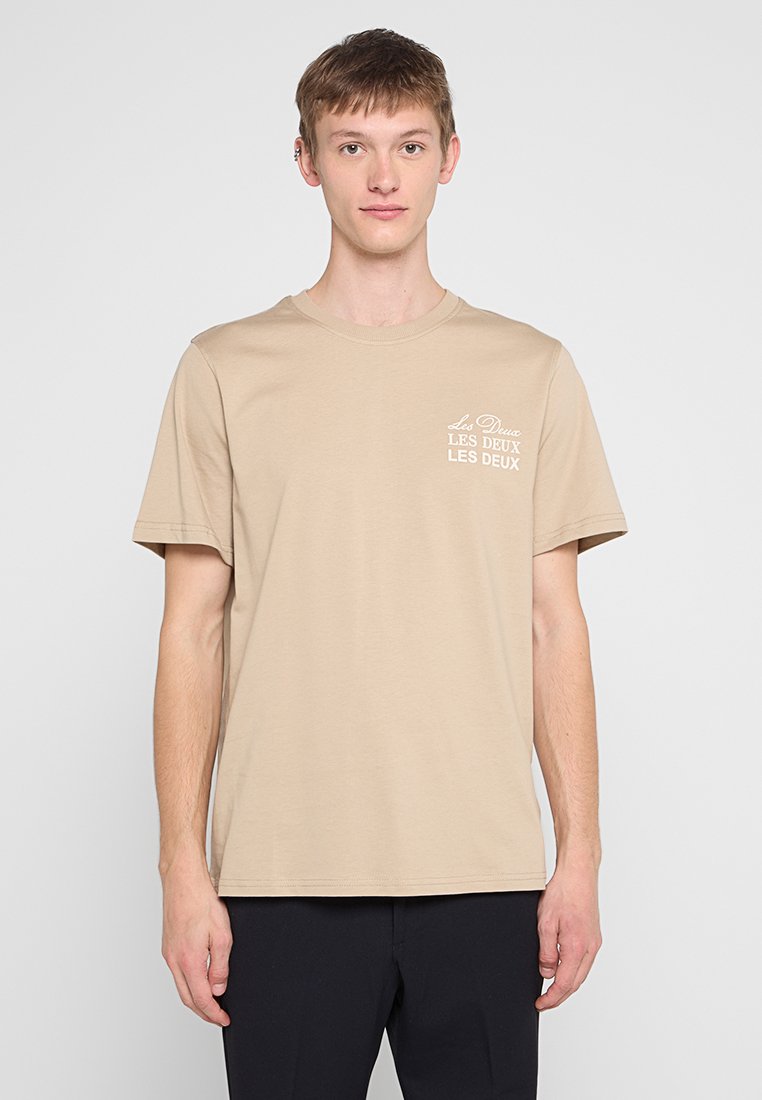 Les Deux T-shirt print zandkleur