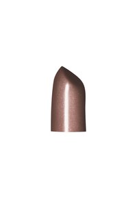 Vernis à ongles au ton cuivré avec une finition brillante, présentant des paillettes nacrées, et une forme angulaire et effilée.