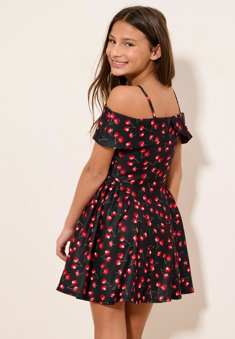 Lipsy REGULAR FIT - TEEN BOW BARDOT DRESS . - Cocktail dress / Party dress  - black cherry teen bow/mottled black