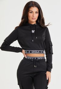SIKSILK CARGO CROPPED HOODIE - Kapuutsiga pusa - black
