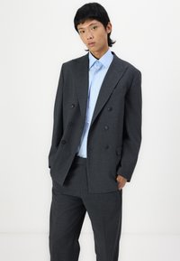 Selected Homme SLHRELAXED LIAM PINSTRIPED FLEX - Broek - dark grey