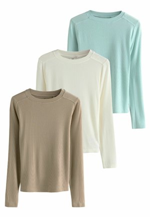 REGULAR FIT - 3 PACK LONG SLEEVE CREW NECK  - Top s dlhým rukávom - ecru seafoam green neutral