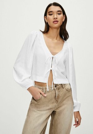 TIE FRONT PETITE - Blouse - white