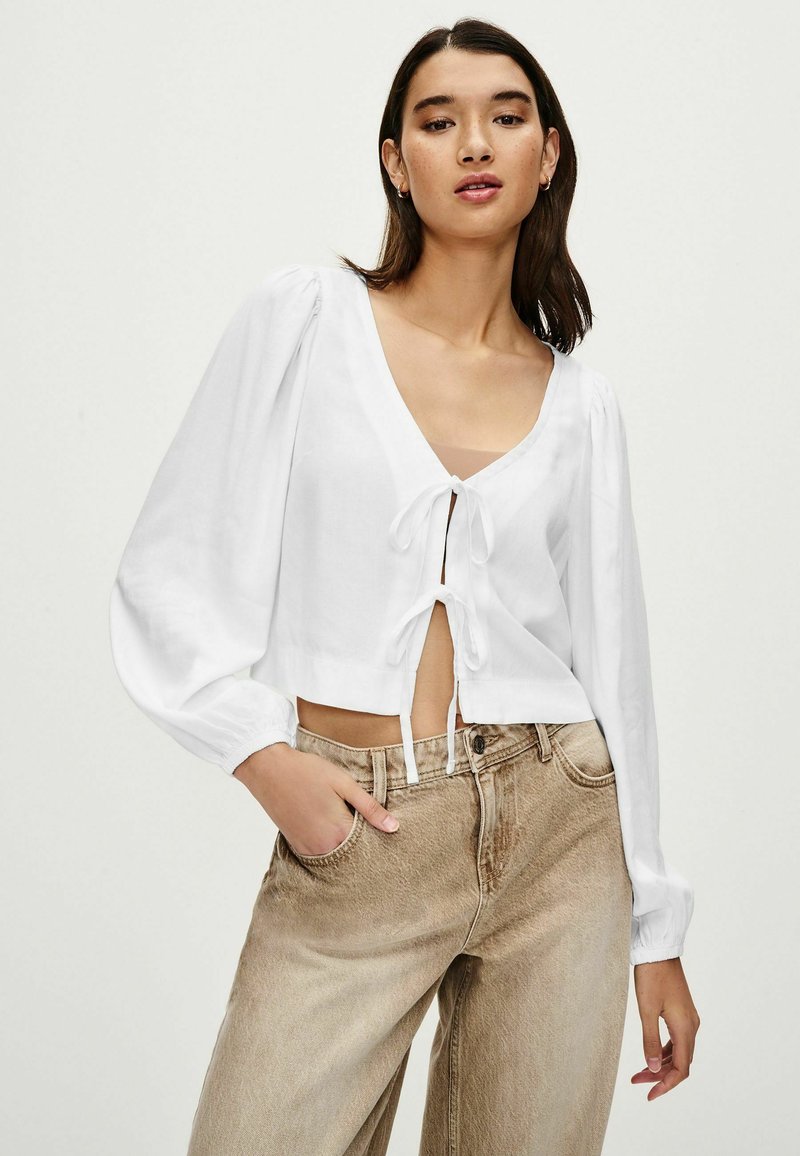 Next - TIE FRONT PETITE - Blouse - white, Vergroten