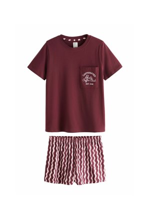 Next, REGULAR FIT - SHORT SET - Pyjama - burgundy red  pink wobbly stripe