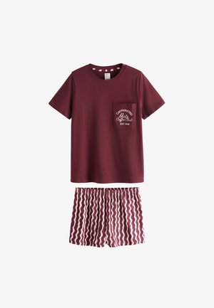 Next, REGULAR FIT - SHORT SET - Pyžamová súprava - burgundy red pink wobbly stripe