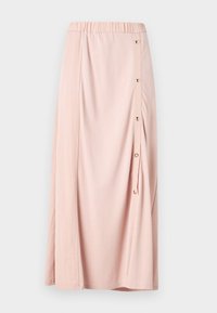 Rosa Maxi-Rock mit elastischem Bund, ausgestattet mit einer seitlichen Knopfleiste und weichem, glattem Stoff. Leicht und fließendes Design.