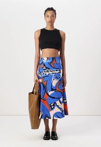 Marimekko PUUTARHA ELDFAMN - A-line skirt - blue/peach/orange