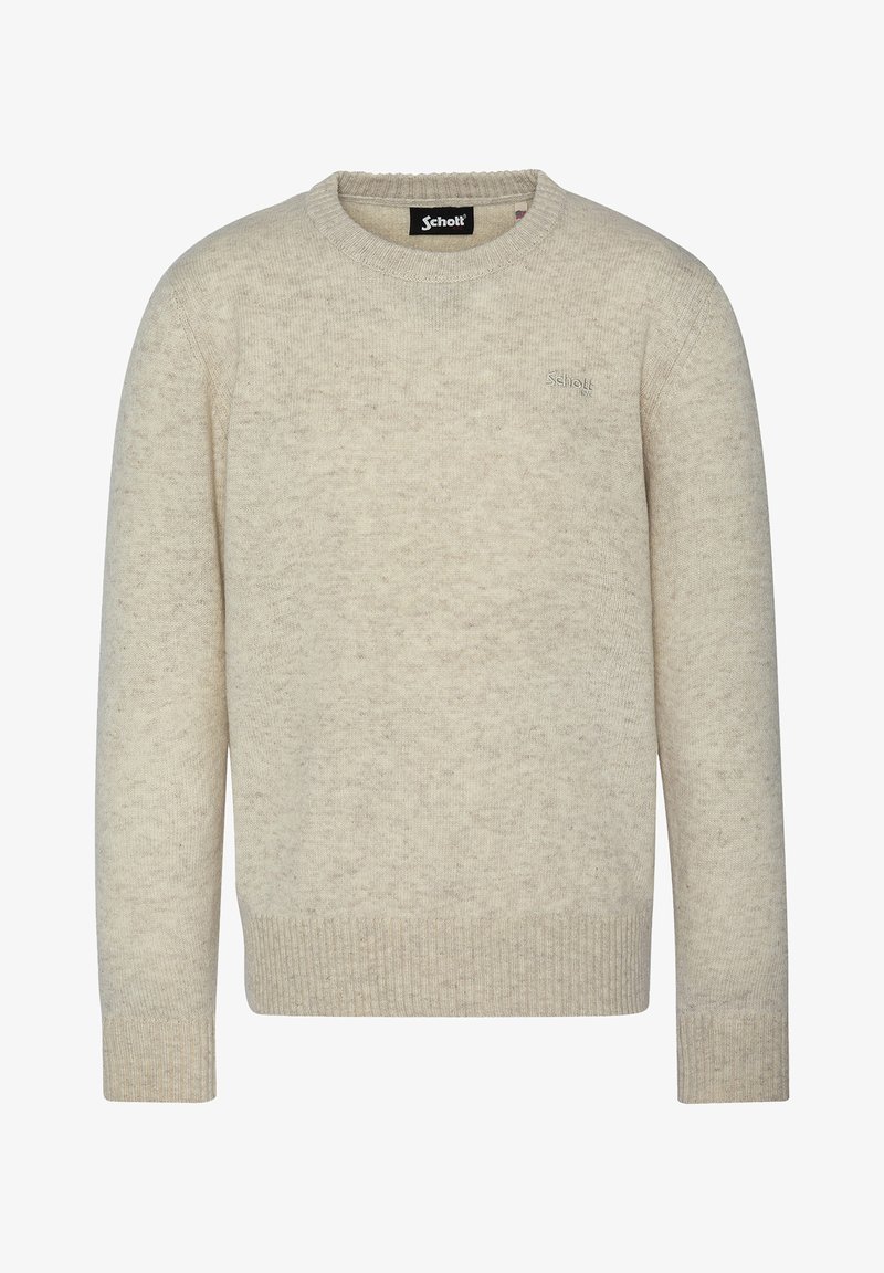 Schott PULL COL ROND - Strickpullover - blanc chiné